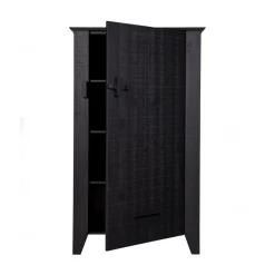 WOOOD Wandkasten|Industriele Kasten|Gijs Wandkast bezaagd grenen zwart 85cm