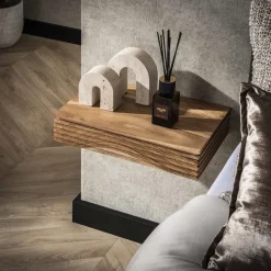Kalfort Nachtkastjes|Industriele Kasten|Gina Zwevend Nachtkastje set van 2 acaciahout 40cm