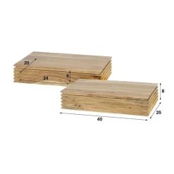 Kalfort Nachtkastjes|Industriele Kasten|Gina Zwevend Nachtkastje set van 2 acaciahout 40cm