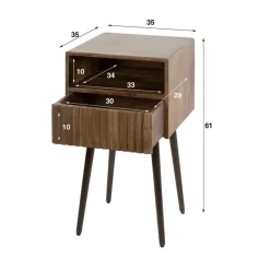 Kalfort Nachtkastjes|Industriele Kasten|Giorgia Nachtkastje 1 lade Acaciahout Bruin 35cm