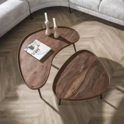 Kalfort Salontafels|Giorgia Salontafel set van 2 organisch Acaciahout Bruin 103cm