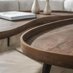 Kalfort Salontafels|Giorgia Salontafel set van 2 organisch Acaciahout Bruin 103cm