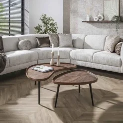 Kalfort Salontafels|Giorgia Salontafel set van 2 organisch Acaciahout Bruin 103cm