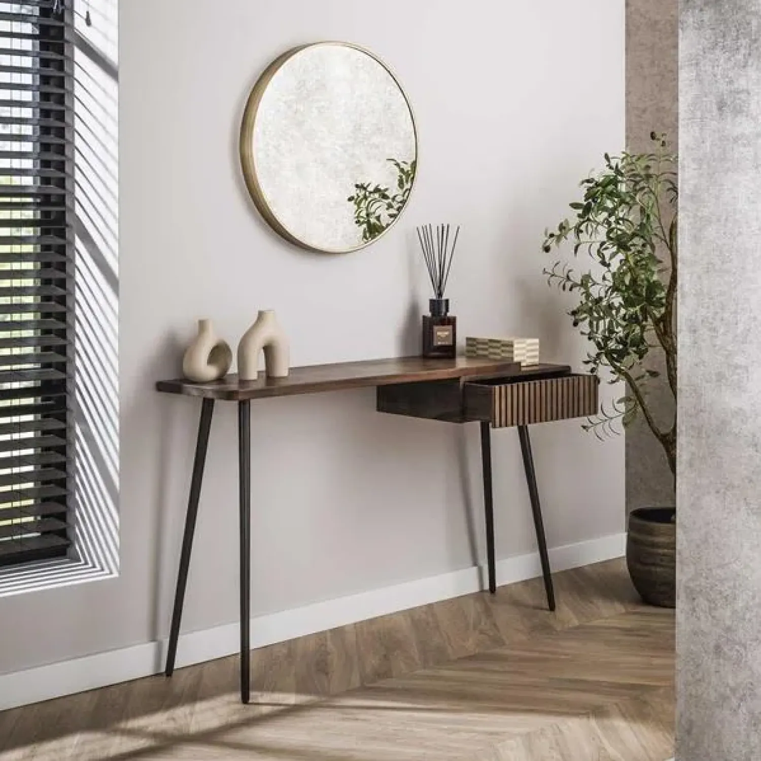 Kalfort Sidetables|Giorgia Sidetable 1 lade Acaciahout Bruin 120cm