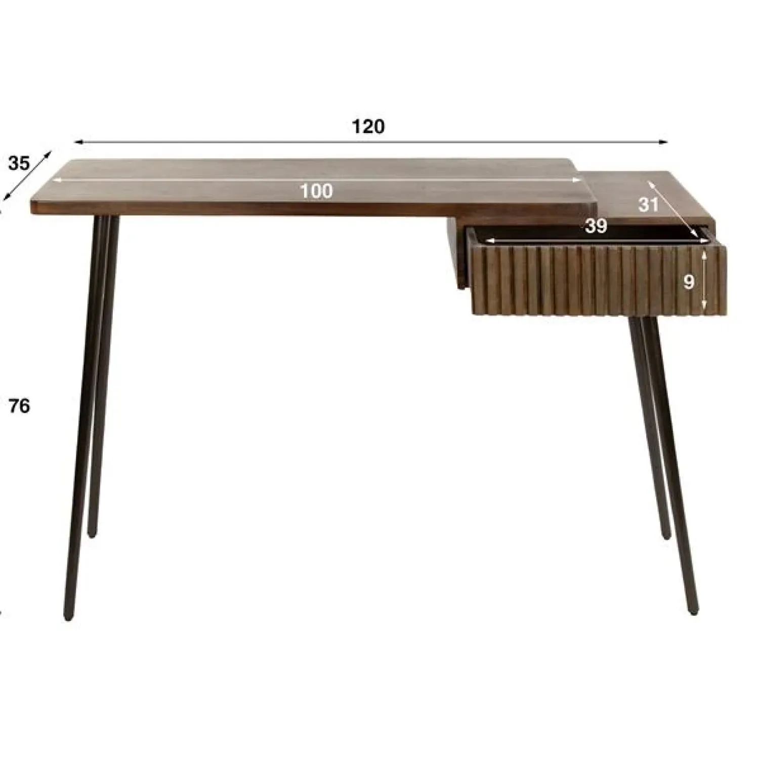 Kalfort Sidetables|Giorgia Sidetable 1 lade Acaciahout Bruin 120cm