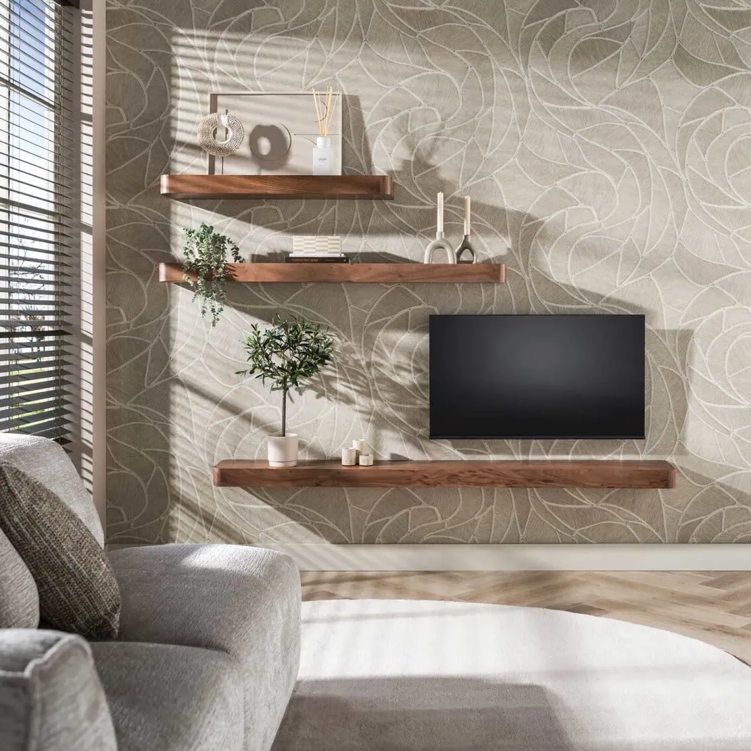 Kalfort Wandplanken|Wandplanken|Giorgia Wandplank hoog Acaciahout Bruin 100cm