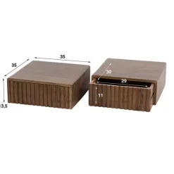 Kalfort Nachtkastjes|Industriele Kasten|Giorgia Zwevende Nachtkastjes set van 2 met 1 lade Acaciahout Bruin 35cm