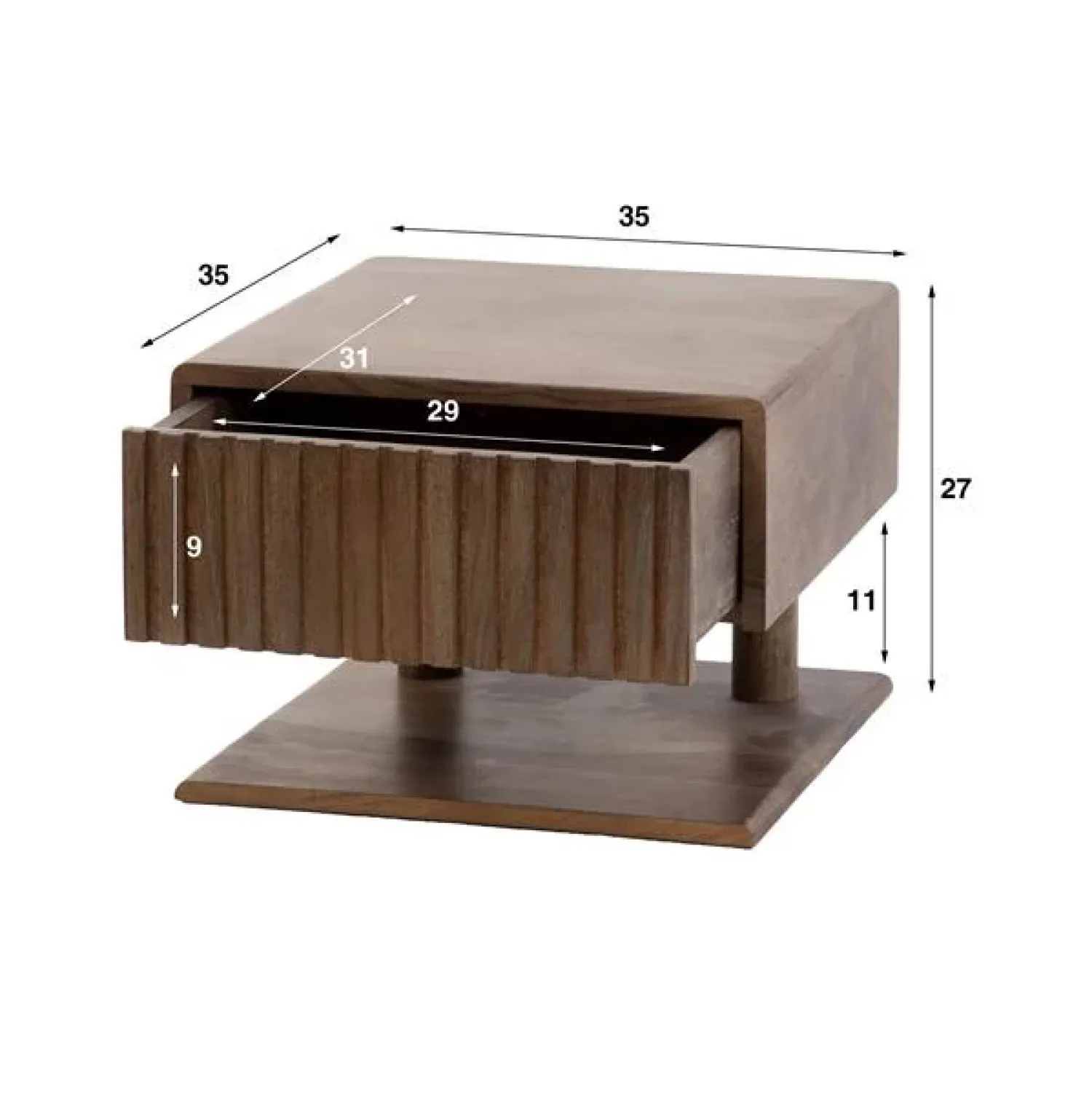 Kalfort Nachtkastjes|Industriele Kasten|Giorgia Zwevend Nachtkastje 1 plank Acaciahout Bruin 35cm