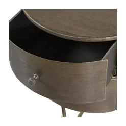 WOOOD Nachtkastjes|Industriele Kasten|Glossy Rond kastje metaal antique brass 39cm
