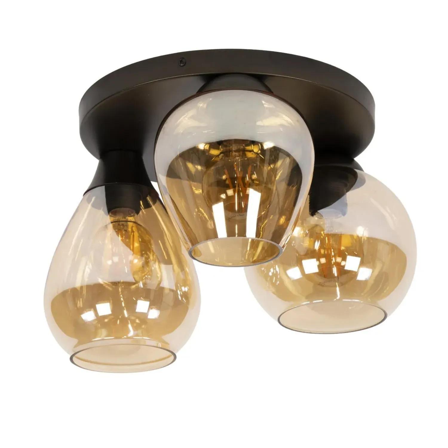Kalfort Plafondlampen|Glowy 3-lichts Plafondlamp Amber glas