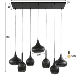 Kalfort Hanglampen|Goldberg 7-lichts Hanglamp Zwart