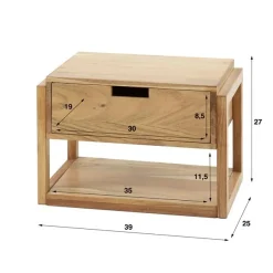 Kalfort Nachtkastjes|Industriele Kasten|Grace houten nachtkastje zwevend 39cm