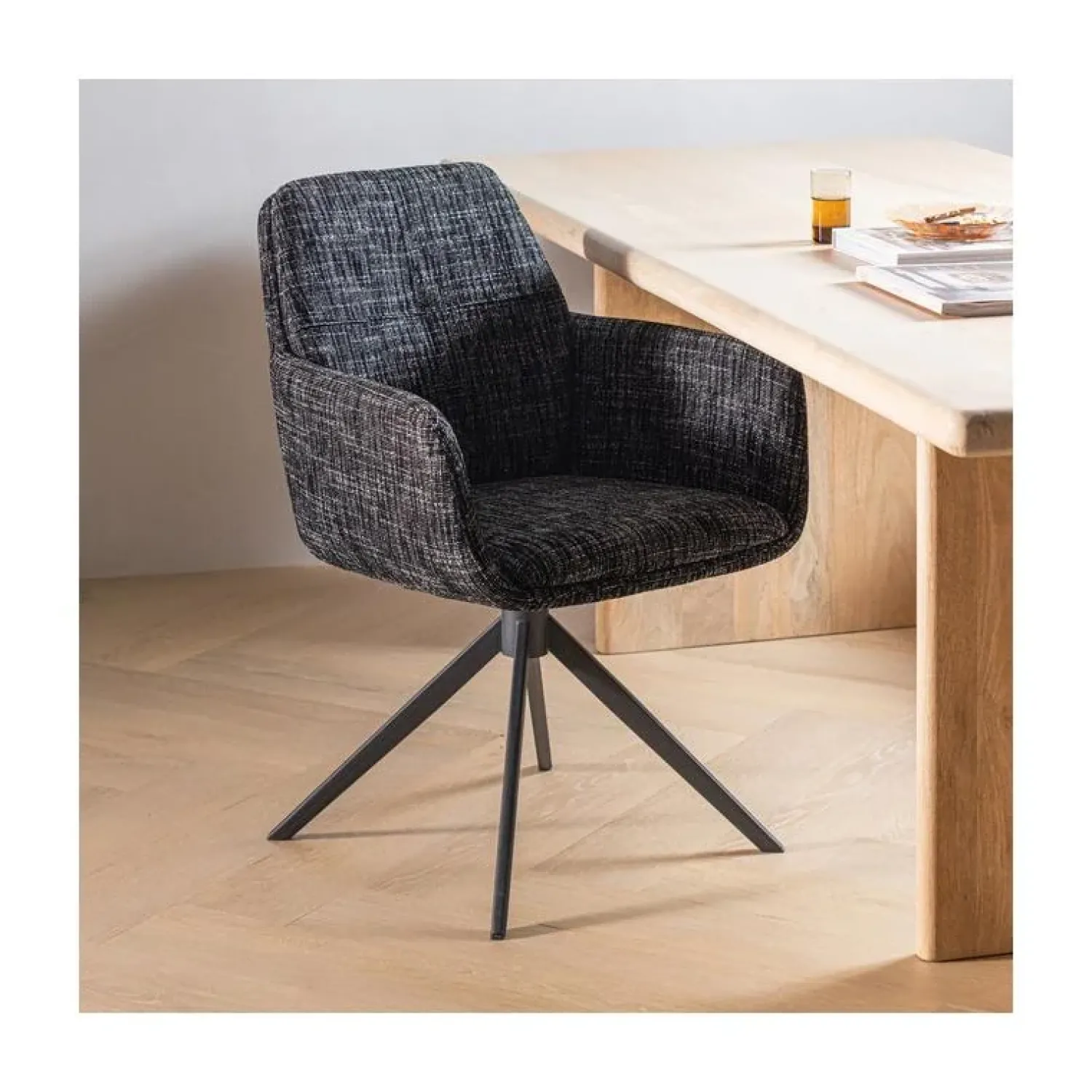 WOOOD Eetkamerstoelen|Grant Eetkamerstoel Zwart melange