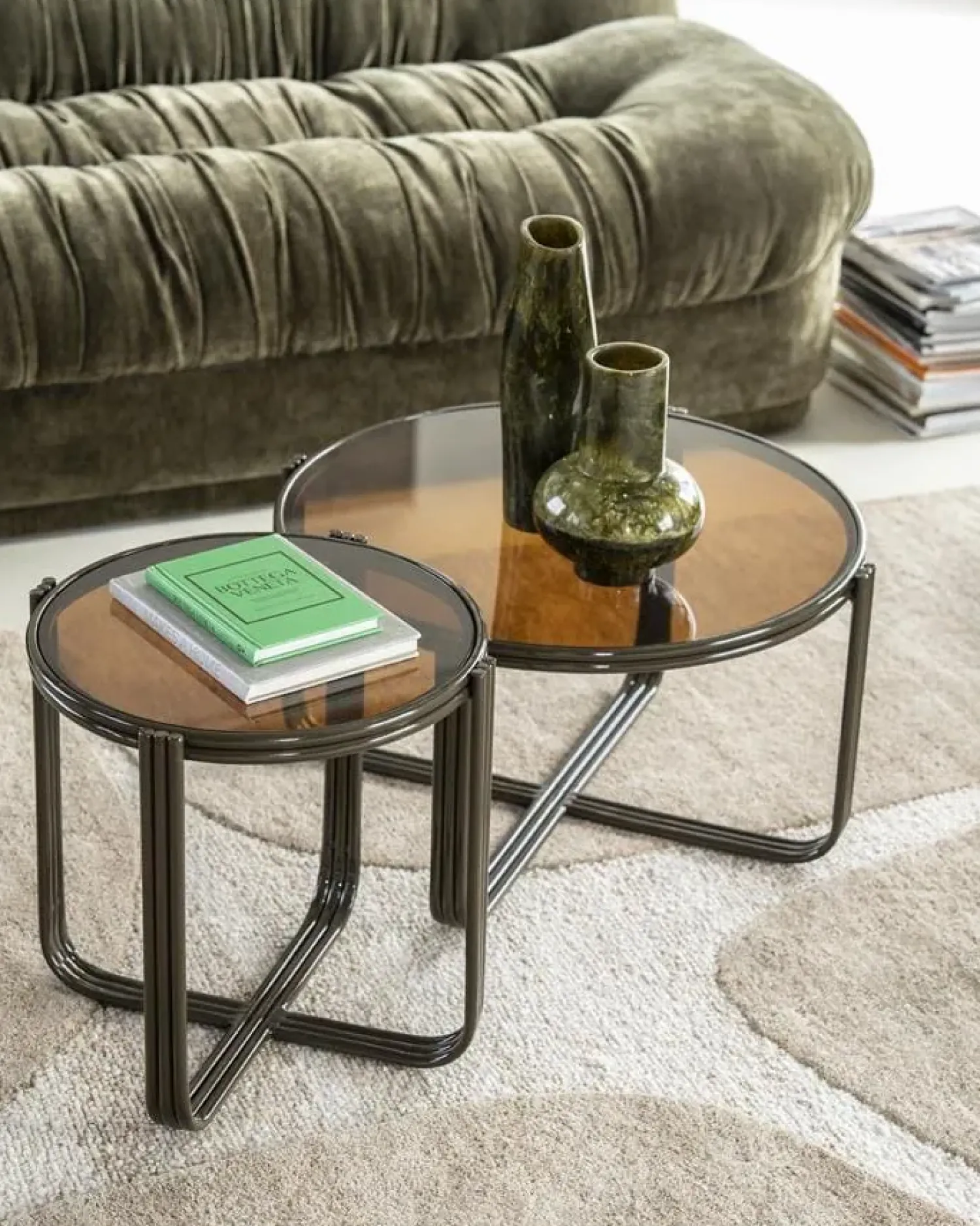 By Boo Bijzettafels|Groovy Bijzettafel rond Bruin 42cm