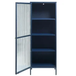 LykkeHome Boekenkasten|Vakkenkasten|Gulltop vitrinekast blauw metaal 160cm