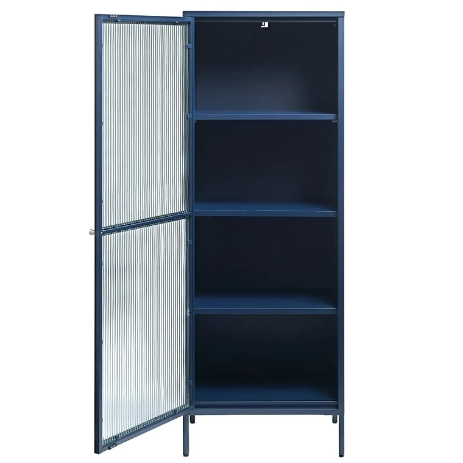 LykkeHome Boekenkasten|Vakkenkasten|Gulltop vitrinekast blauw metaal 160cm