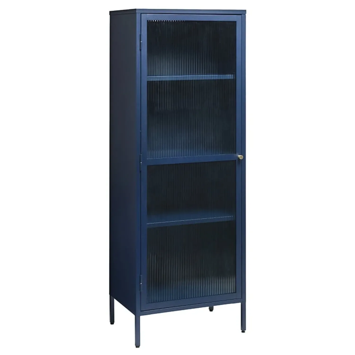 LykkeHome Boekenkasten|Vakkenkasten|Gulltop vitrinekast blauw metaal 160cm