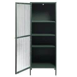 LykkeHome Boekenkasten|Vakkenkasten|Gulltop vitrinekast groen metaal 160cm