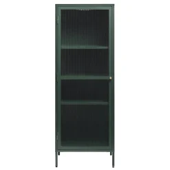 LykkeHome Boekenkasten|Vakkenkasten|Gulltop vitrinekast groen metaal 160cm