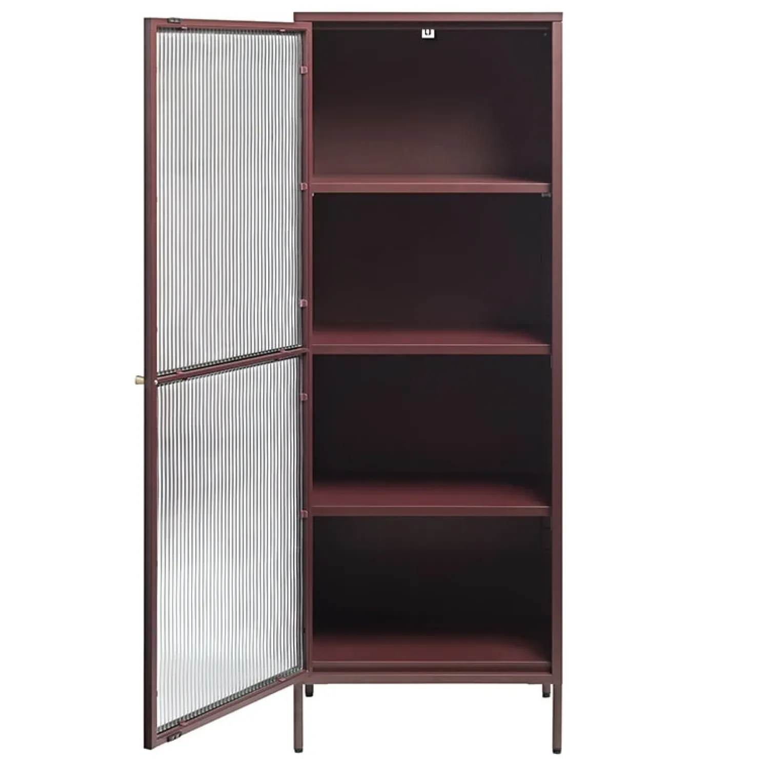 LykkeHome Boekenkasten|Vakkenkasten|Gulltop vitrinekast rood metaal 160cm