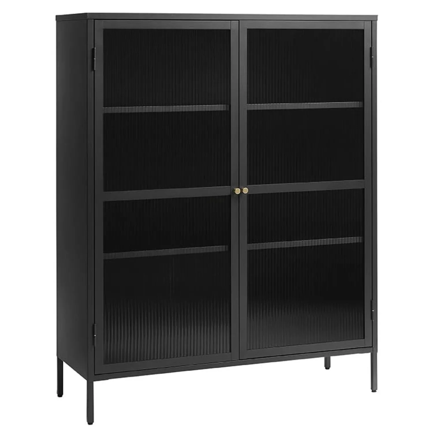 LykkeHome Boekenkasten|Vakkenkasten|Gulltop vitrinekast zwart metaal 140cm