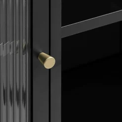 LykkeHome Boekenkasten|Vakkenkasten|Gulltop vitrinekast zwart metaal 140cm