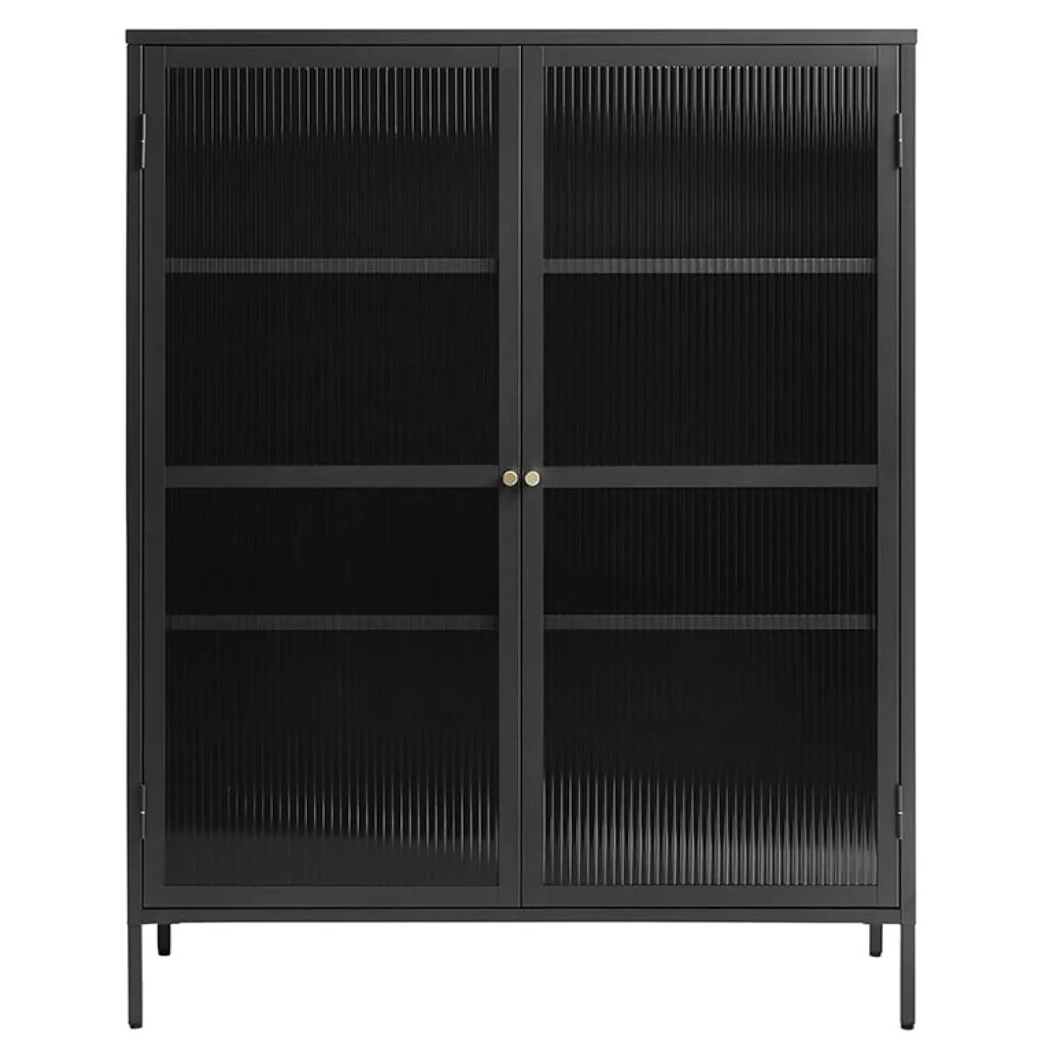 LykkeHome Boekenkasten|Vakkenkasten|Gulltop vitrinekast zwart metaal 140cm