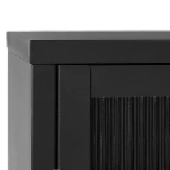 LykkeHome Boekenkasten|Vakkenkasten|Gulltop vitrinekast zwart metaal 140cm