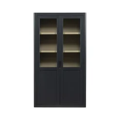 WOOOD Vitrinekasten|Industriele Kasten|Gunnar Buffetkast grenen matzwart 120 cm