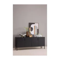 WOOOD Dressoirs|Industriele Kasten|Gunnar Dressoir grenen matzwart 200 cm