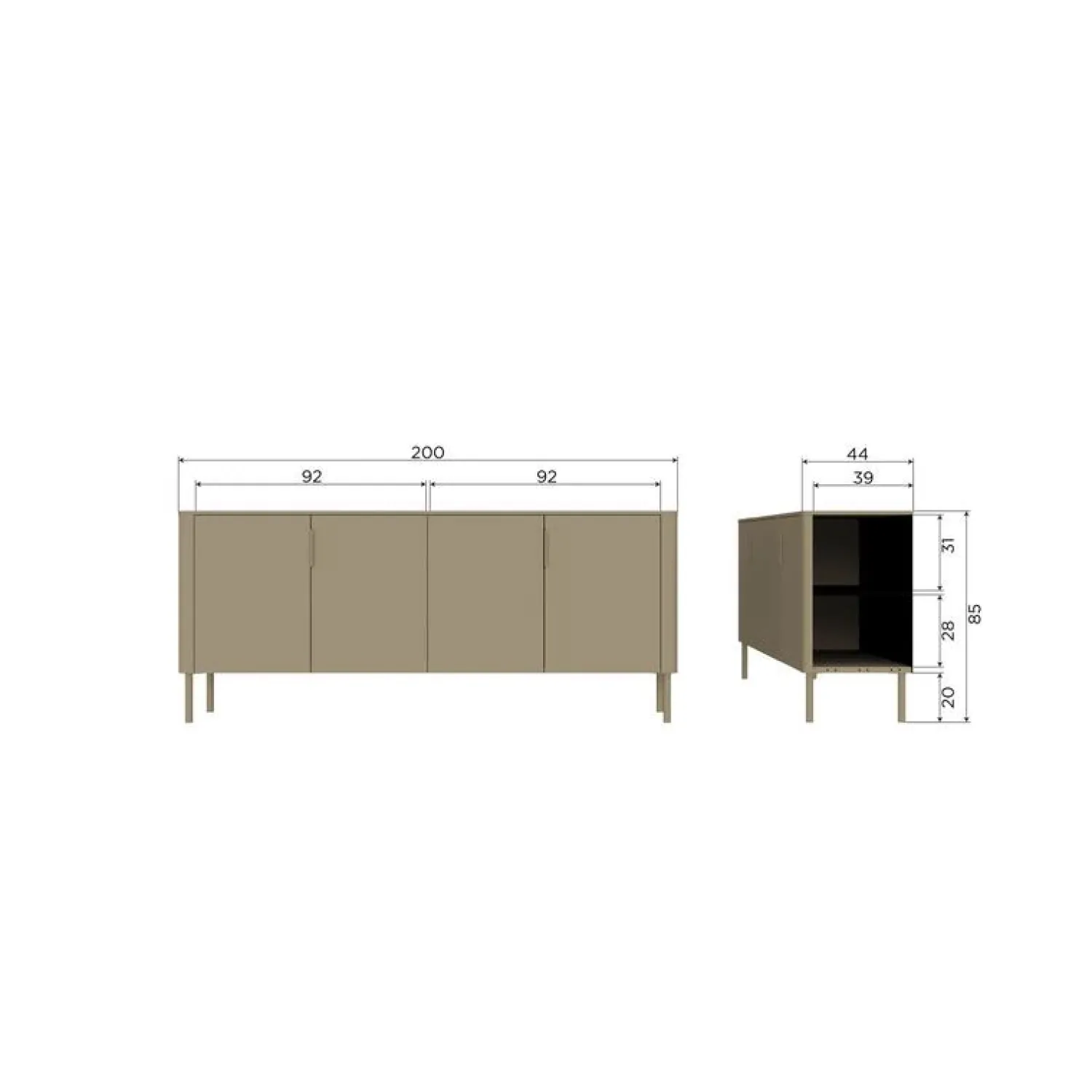 WOOOD Dressoirs|Industriele Kasten|Gunnar Dressoir grenen matzwart 200 cm