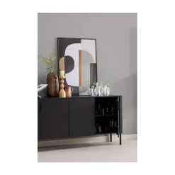 WOOOD Dressoirs|Industriele Kasten|Gunnar Dressoir grenen matzwart 200 cm
