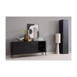 WOOOD Wandkasten|Industriele Kasten|Gunnar Smalle hoge kast grenen matzwart 45 cm
