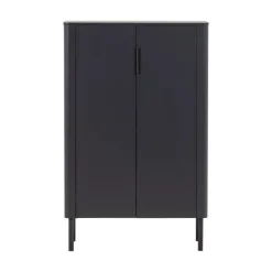 WOOOD Vitrinekasten|Industriele Kasten|Gunnar Vitrinekast grenen matzwart 85 cm