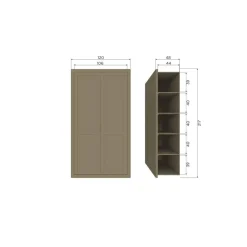 WOOOD Wandkasten|Industriele Kasten|Gunnar Wandkast grenen mud 120 cm