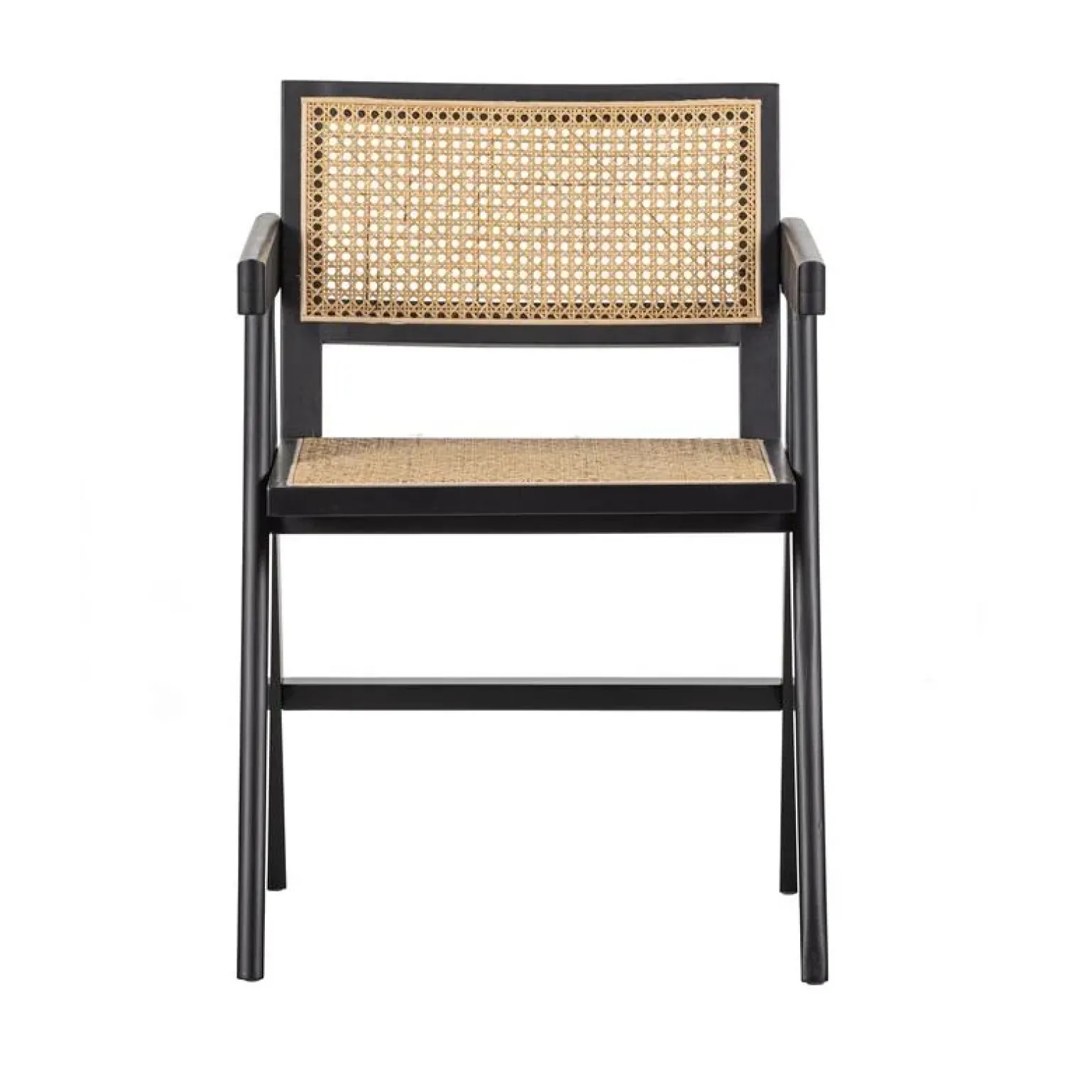 WOOOD Eetkamerstoelen|Gunn Eetkamerstoel rattan/hout zwart