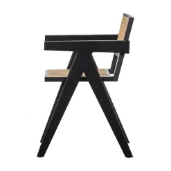 WOOOD Eetkamerstoelen|Gunn Eetkamerstoel rattan/hout zwart