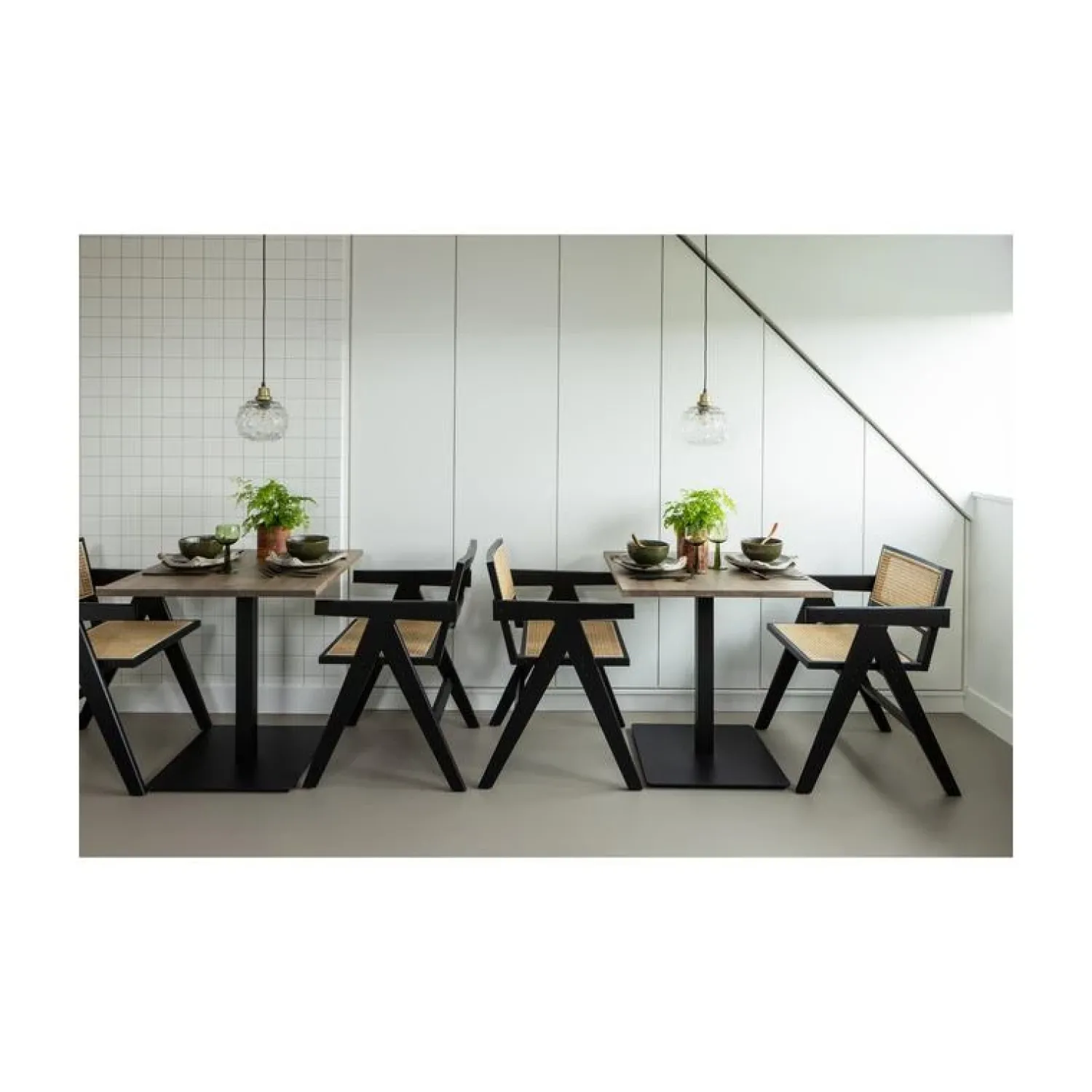 WOOOD Eetkamerstoelen|Gunn Eetkamerstoel rattan/hout zwart
