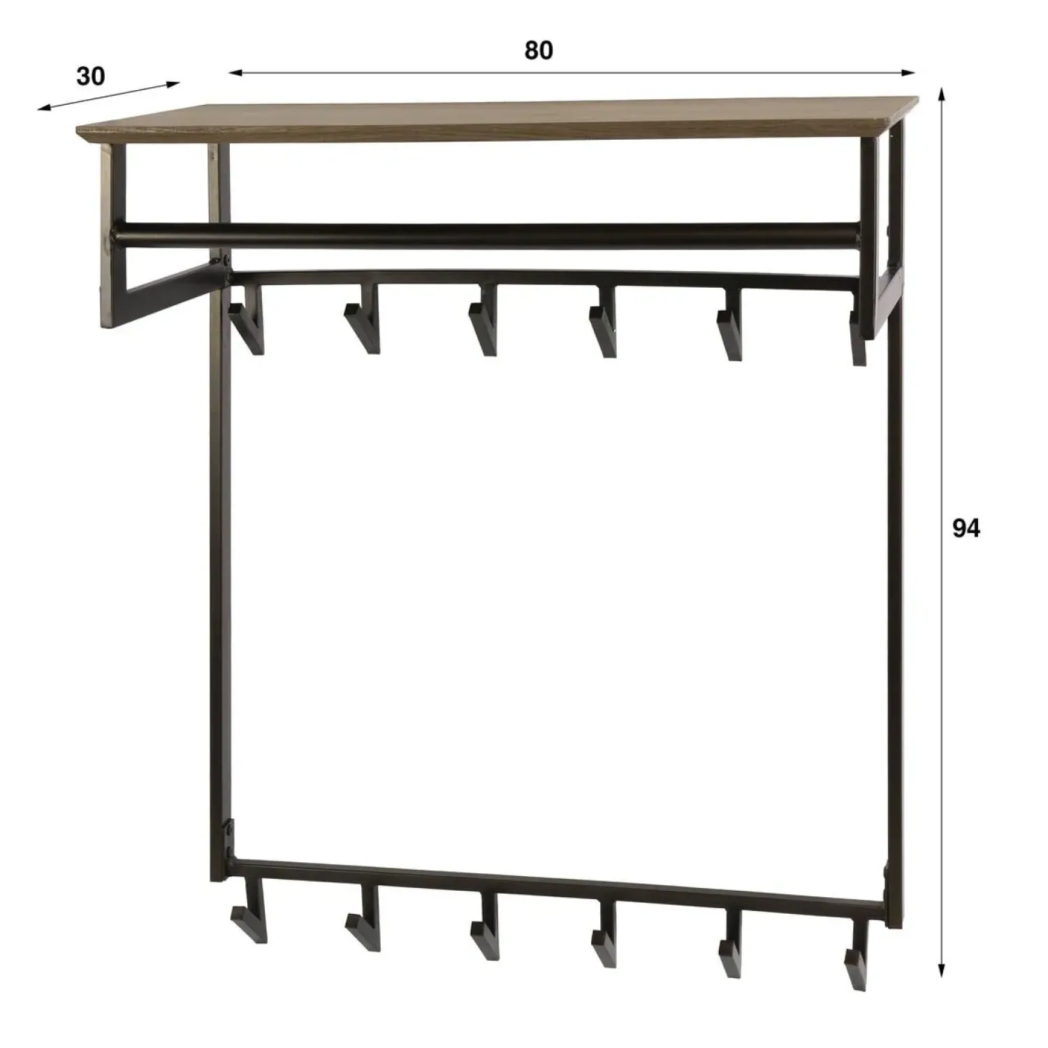 Kalfort Kapstokken|Gustavo Kapstok Hoog 12 haken Bruin 80cm