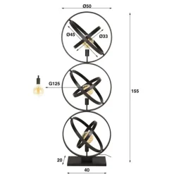 Kalfort Vloerlampen|Gyro 3-lichts Vloerlamp Zwart