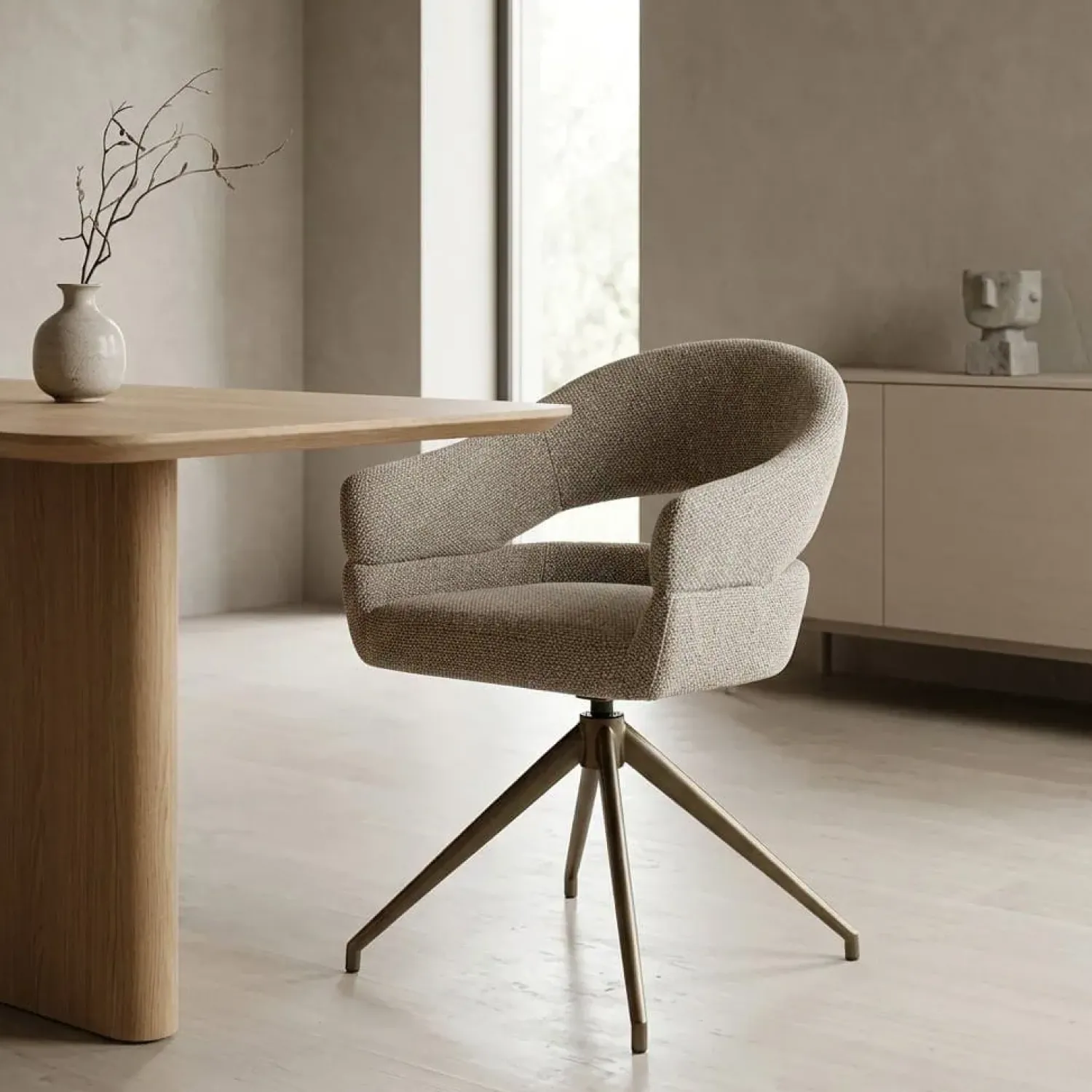 Eleonora Eetkamerstoelen|Hailey Eetkamerstoel Taupe stof