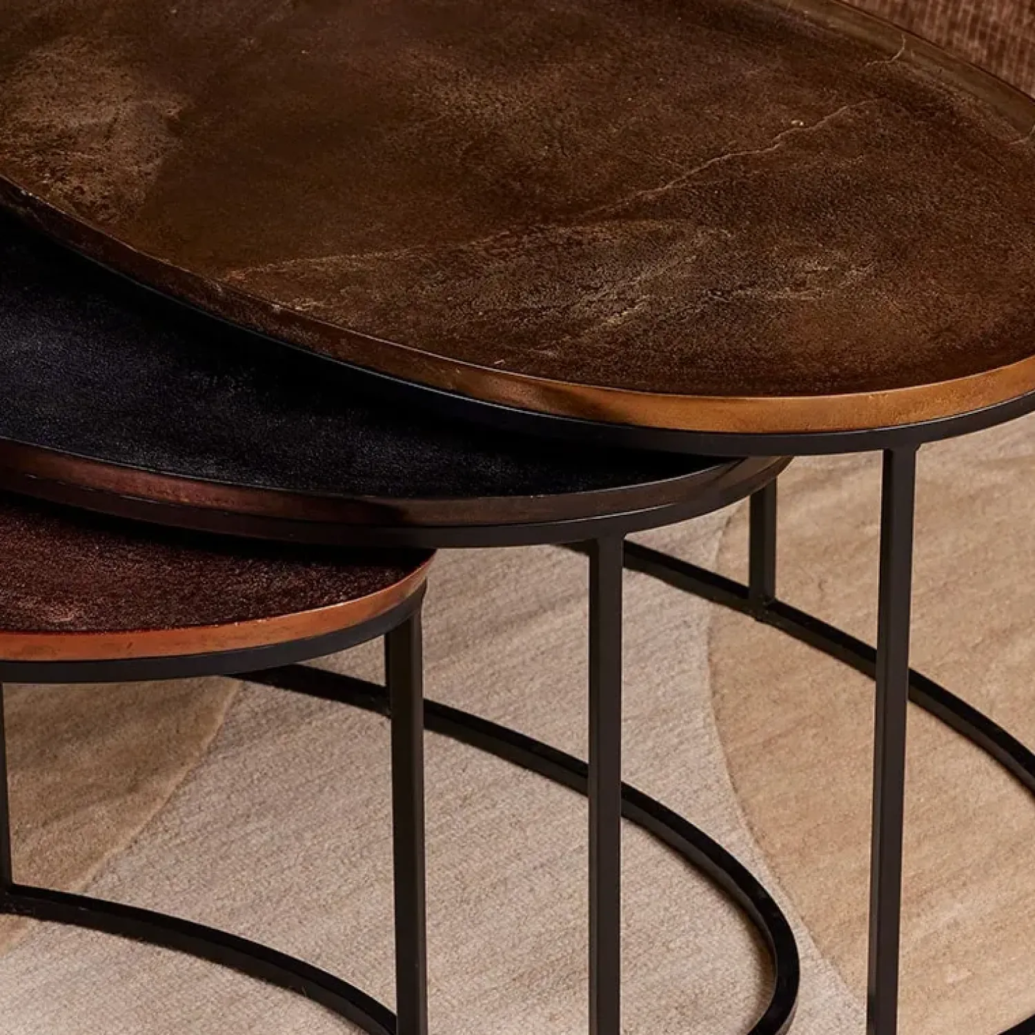 Furndea Salontafels|Haley salontafelset van 3 industrieel brons