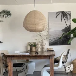 Steinmex Hanglampen|Hanglamp Bangalore 1-lichts bamboe met linnen