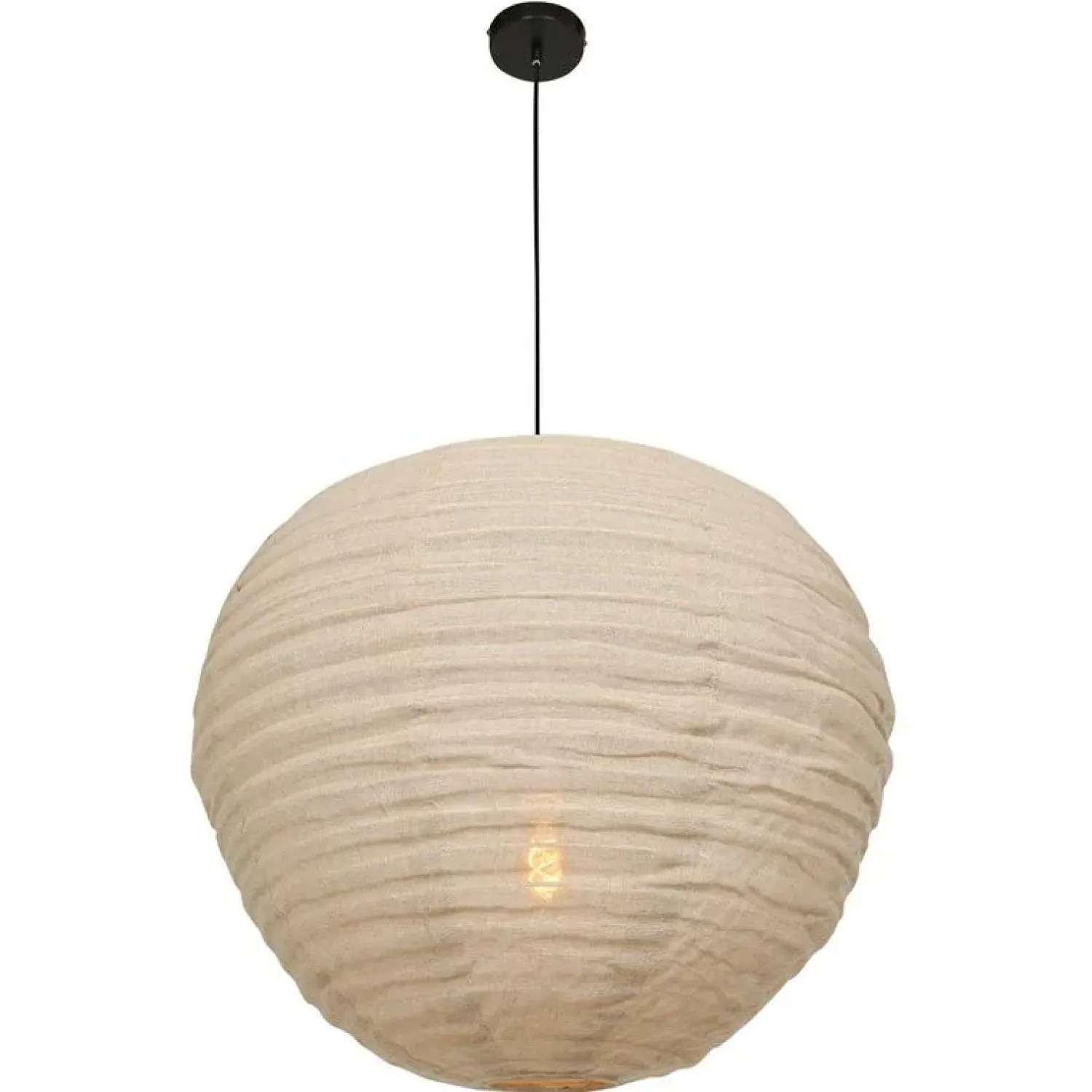 Steinmex Hanglampen|Hanglamp Bangalore 1-lichts bamboe met linnen