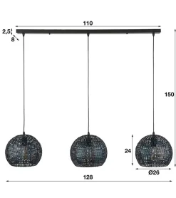 Kalfort Hanglampen|Hanglamp Cooper 3-lichts rond