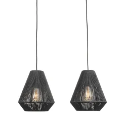 Label51 Hanglampen|Hanglamp Ibiza 2-Lichts Zwart Jute