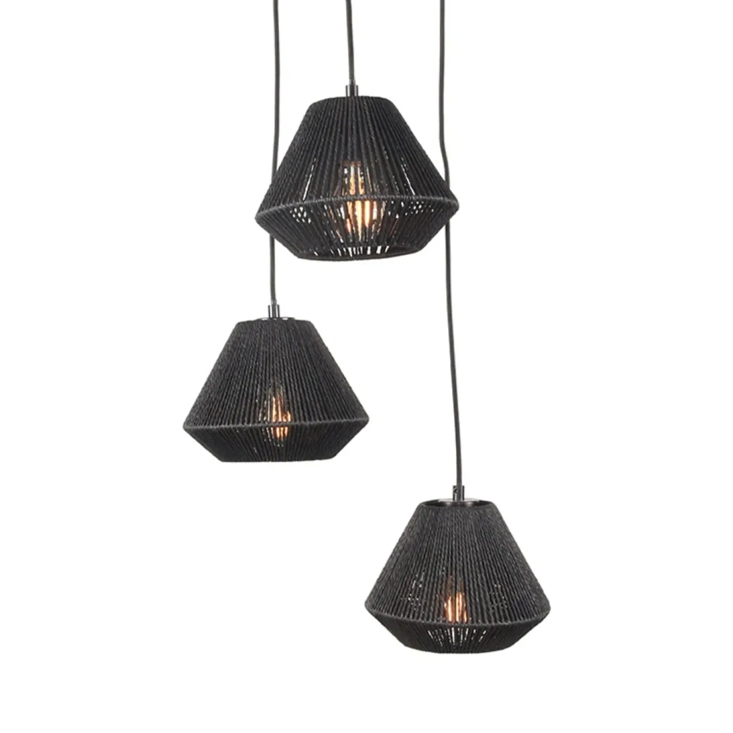 Label51 Hanglampen|Hanglamp 3-Lichts Ibiza Zwart Jute