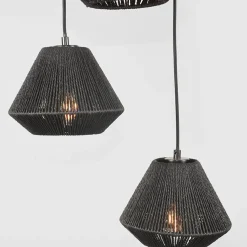 Label51 Hanglampen|Hanglamp 3-Lichts Ibiza Zwart Jute