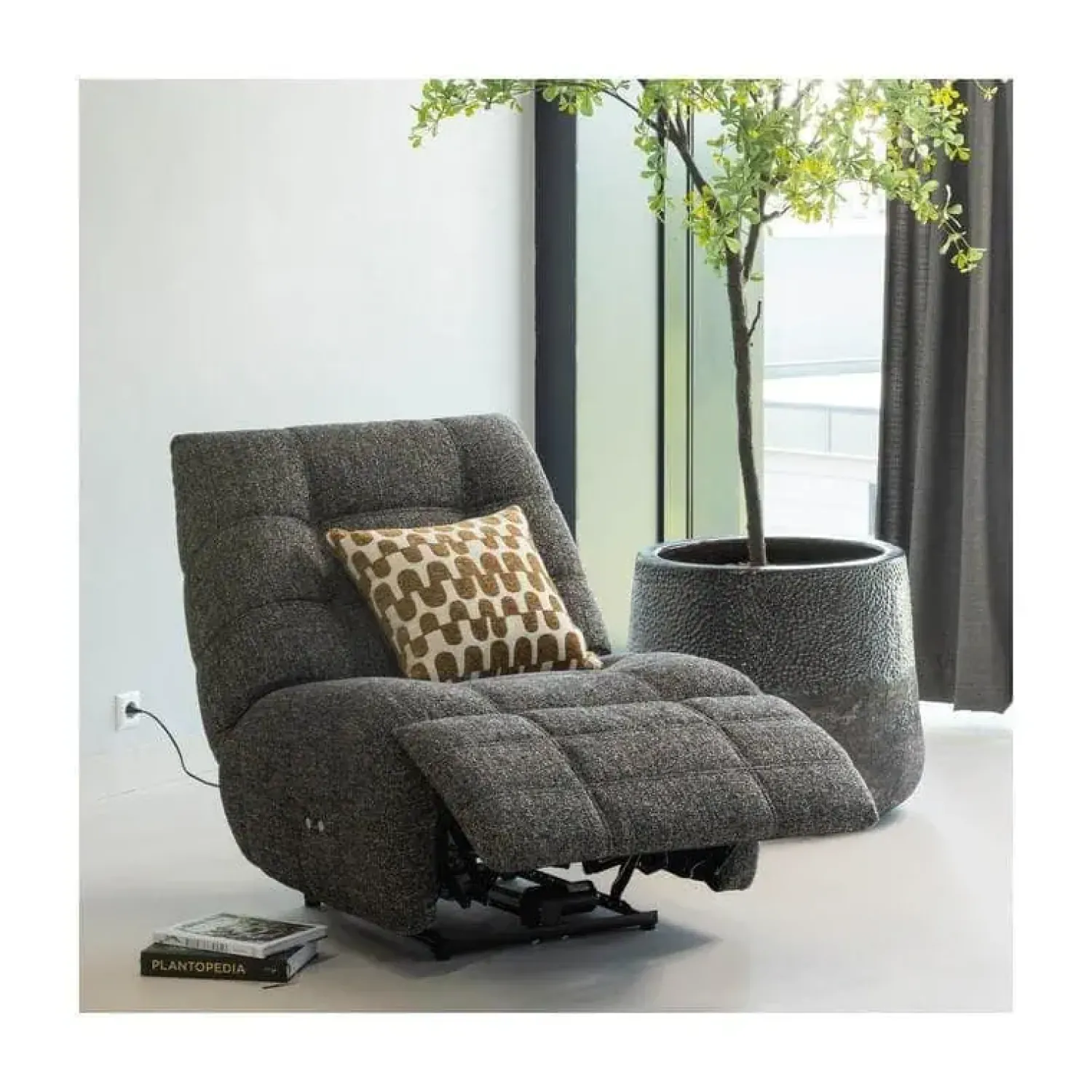 WOOOD Fauteuils|Hein Relaxfauteuil elektrisch antraciet/bruin melange