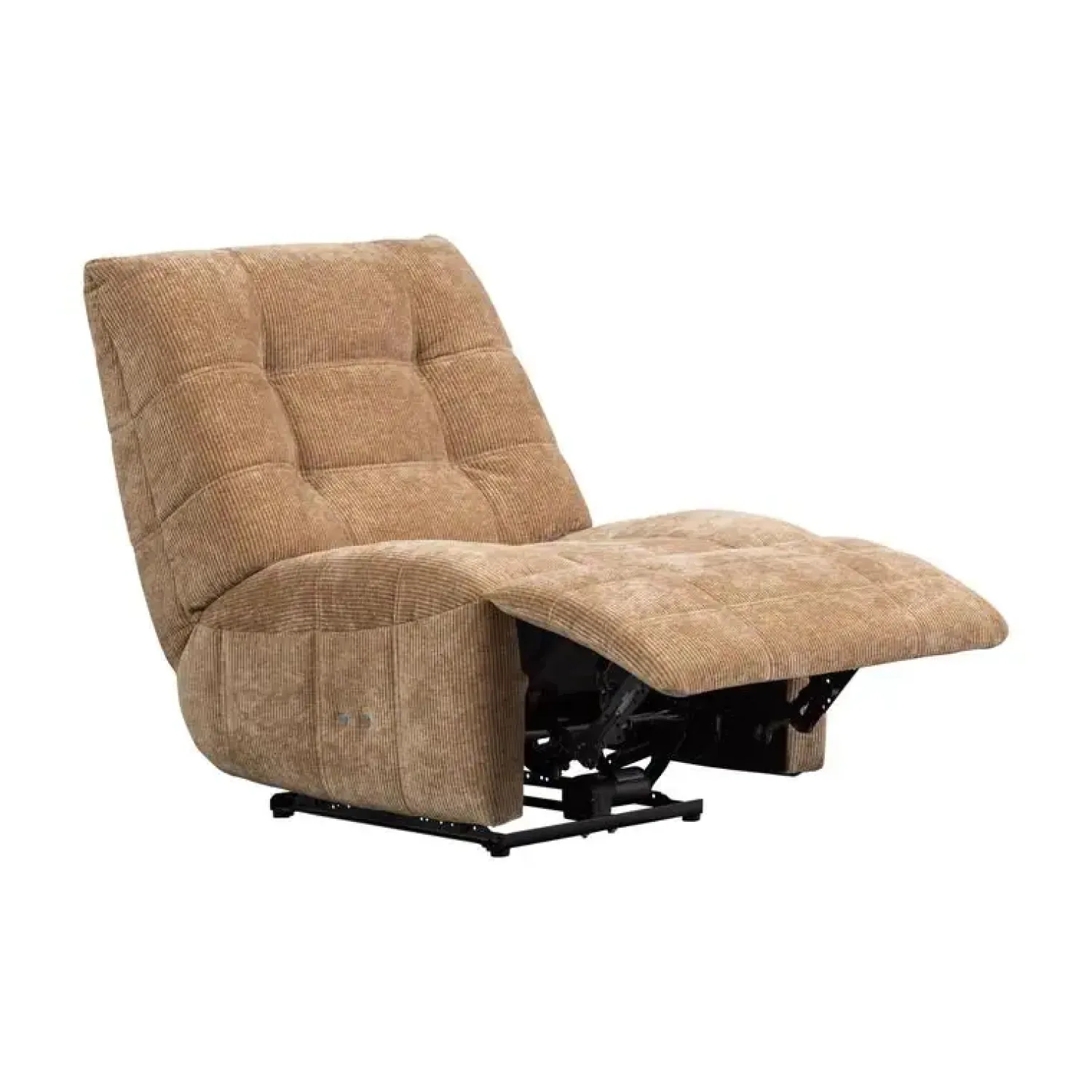 WOOOD Fauteuils|Hein Relaxfauteuil elektrisch geweven rib lichtbruin